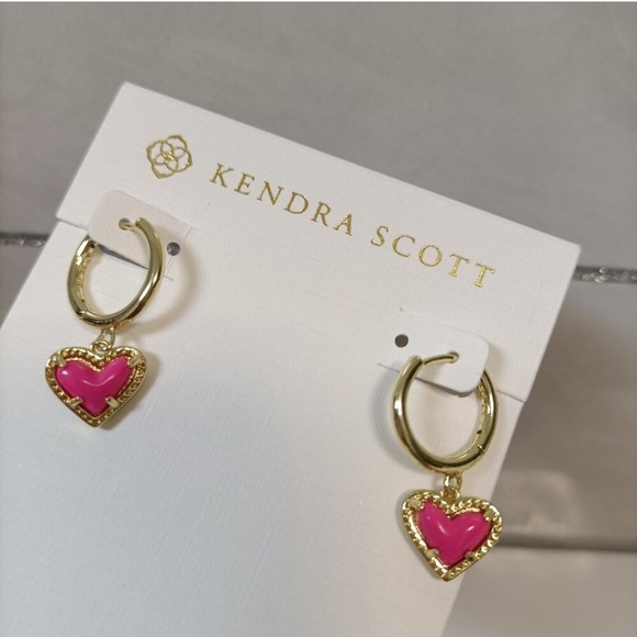 Kendra Scott Gold and Pink Heart Earrings - Picture 2 of 2